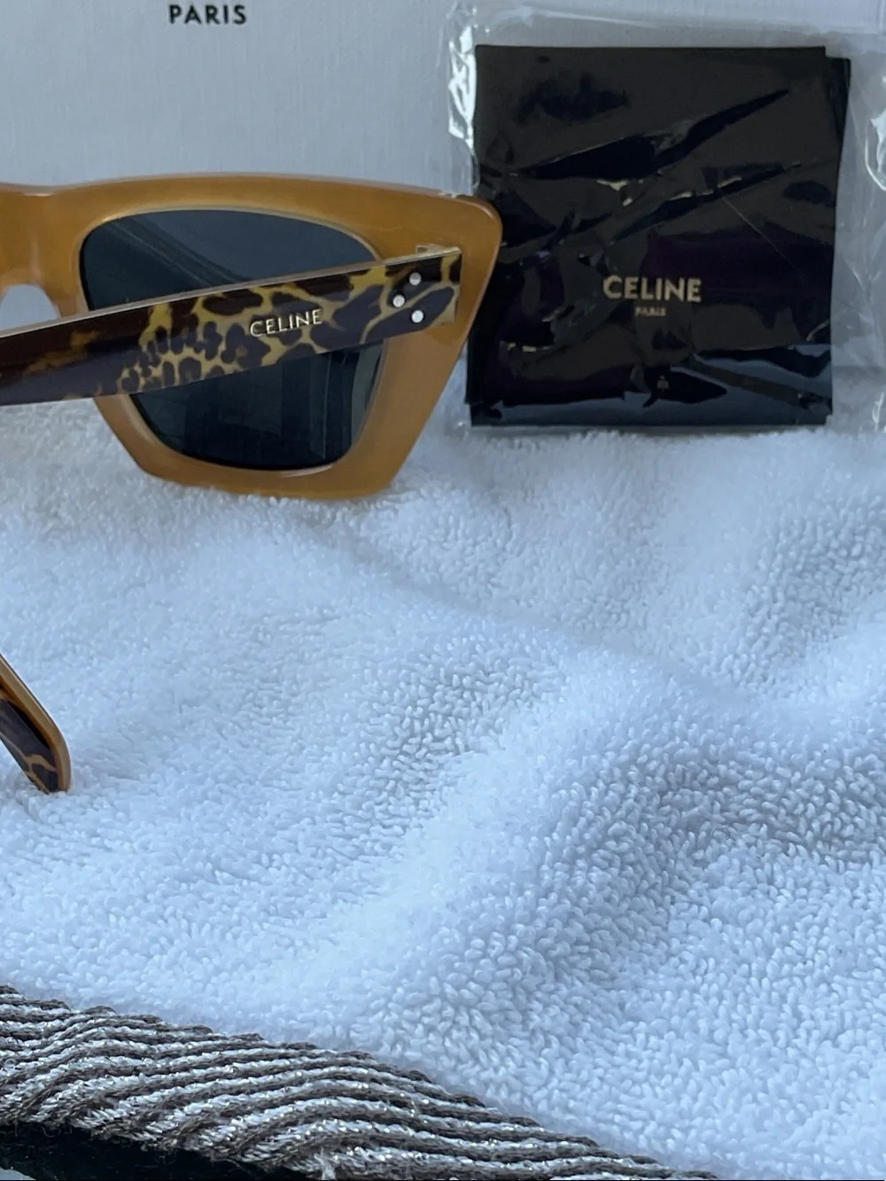 Celine Leopard-Print Angular Cat-Eye Sunglasses - Brown/Black